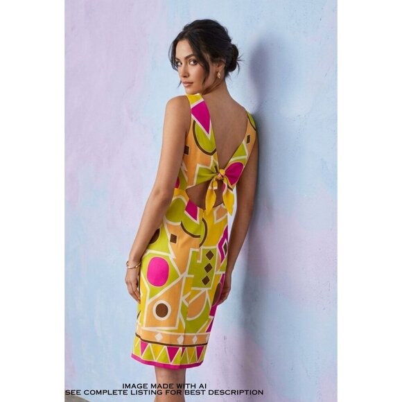 Maggy London Dresses & Skirts - Vintage Maggy London Silk Mini Dress 8 Geometric Color Block 100% Silk Resort